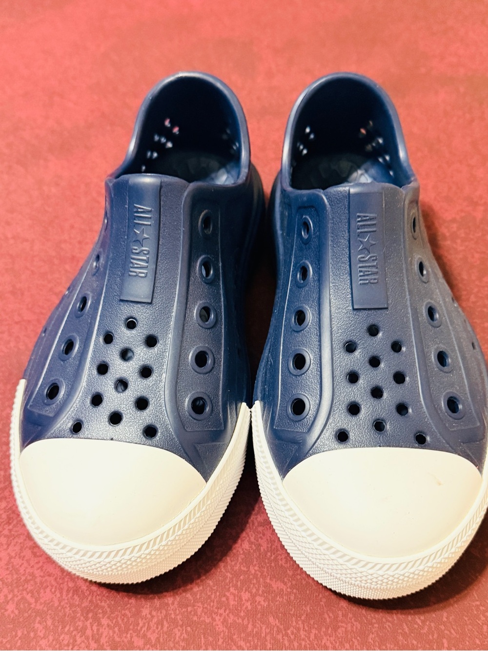 Converse Kids Navy Blue Slip-On Water Shoes with White Toe Cap